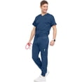 thumbnail image 1 of MediChic Men's Scrubs Set – Stretch V-Neck Workwear, 7-Pocket Jogger Pants, Flex Medical Uniforms, Navy X-Large, 1 of 1