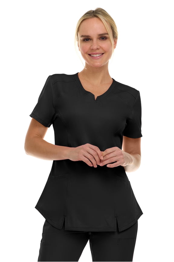 Scrubs Women's V-Neck Notch Fashion Stretch Scrub Top with Two Pockets, Flex Easy Care Fabric