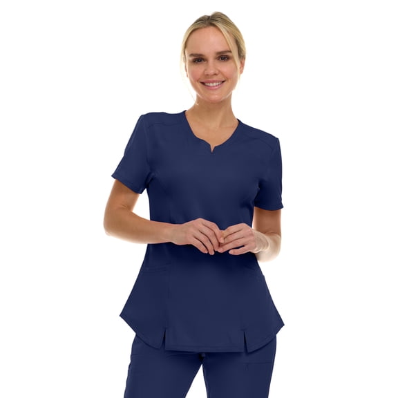 Medichic Scrubs Women's V-Neck Notch Fashion Stretch Scrub Top with Two Pockets, Flex Easy Care Fabric