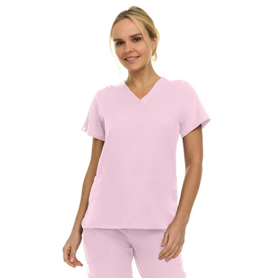 Medichic Women's Medical Scrubs Top - V-Neck 4-Way Stretch with 3 Pockets - Available in 20+ Colors