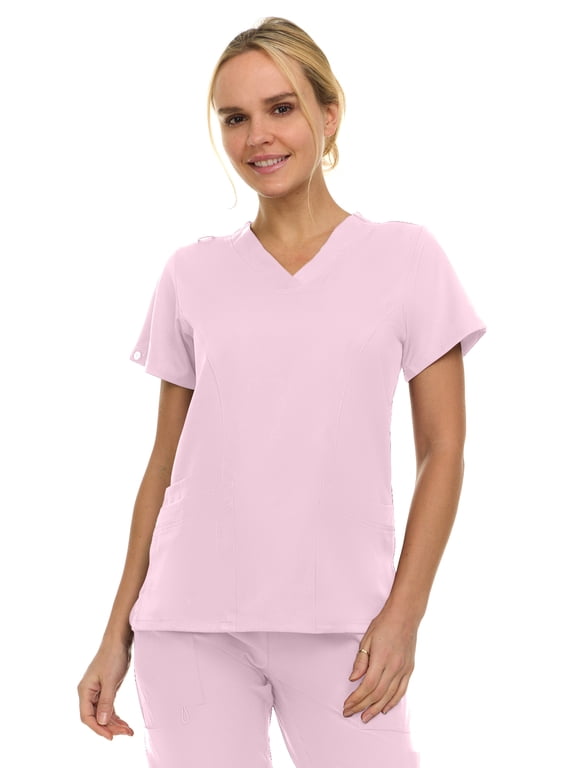 Women's Medical Scrubs Top - V-Neck 4-Way Stretch with 3 Pockets - Available in 20+ Colors