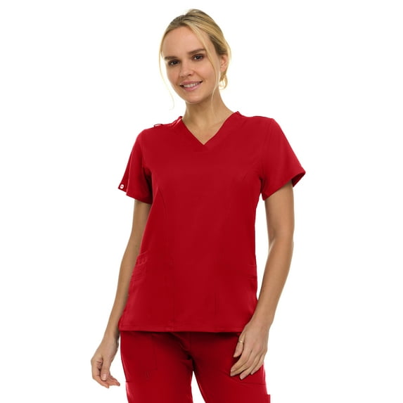 Medichic Women's Medical Scrubs Top - V-Neck 4-Way Stretch with 3 Pockets - Available in 20+ Colors