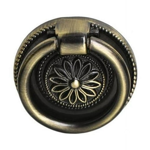 Medici Ring Pull  Antique Brass  1 5/8 inch Diameter