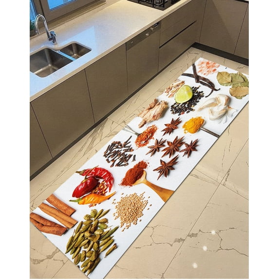 Medicinal Herbs Rug, Spices Rugs, Dining Room Rug, Kitchen Rug, Modern Soft Rug, Popular Rug, Home Decor Rug, Front Door Rug, Non Slip Rug, 2.6'x6.5' - 80x200 cm