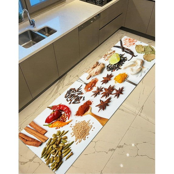 Medicinal Herbs Rug, Spices Rugs, Dining Room Rug, Kitchen Rug, Modern Soft Rug, Popular Rug, Home Decor Rug, Front Door Rug, Non Slip Rug, 3.3'x9.2' - 100x280 cm