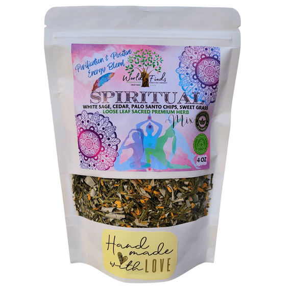 Medicinal Herbs Spiritual Incense Mix 4 oz, Hand-Crafted Sacred Burning Blend – Organic White Sage, Sweet Grass, Palo Santo Chips & Cedar (4Oz)