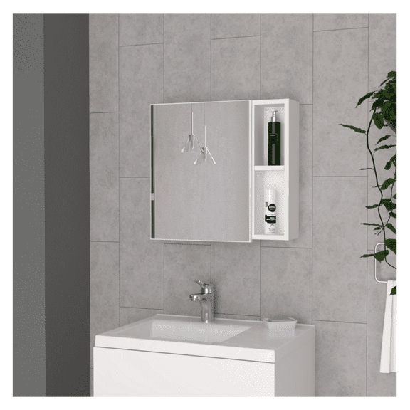 Medicine 18H" Single Door Cabinet, Two External Shelves, Three Interior Shelves , White