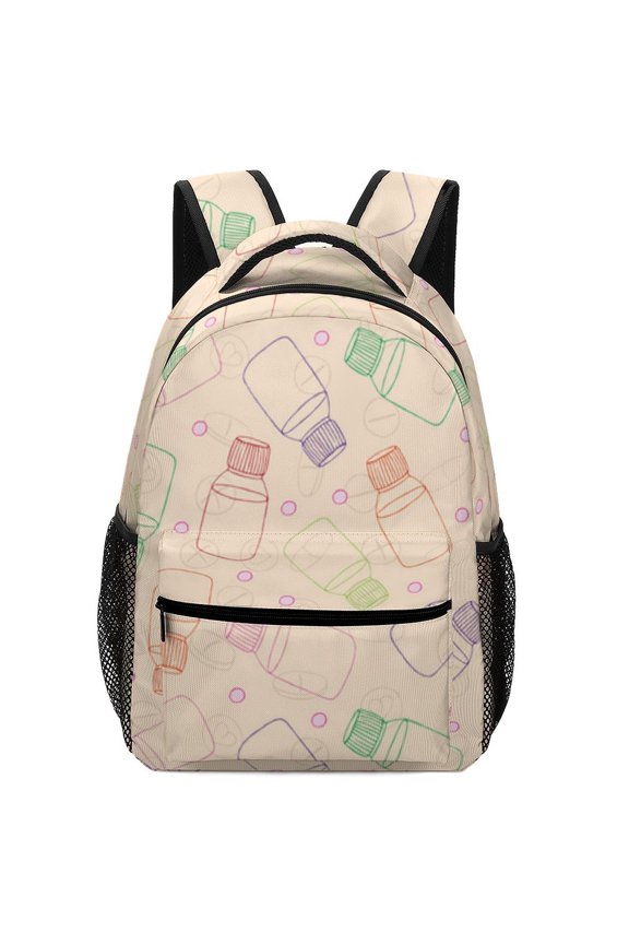 Medicine Bottles Oxford Backpack Double Zipper Hidden Pocket Commute with Side Bags