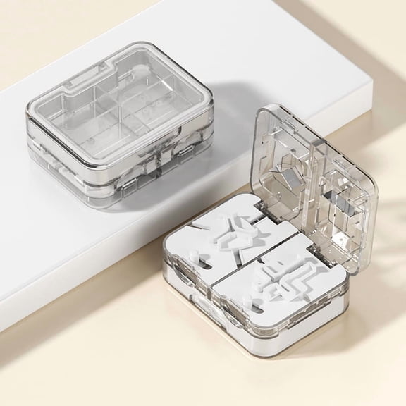 Medicine Box Cutter, Medicine Grinder, Large Capacity 1/2 Mini Portable Small Pill Packaging and Storage Box