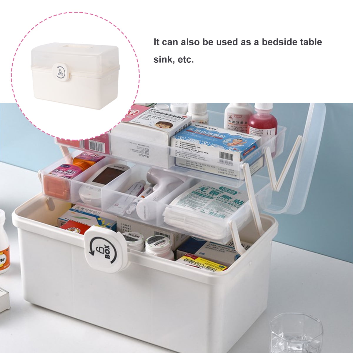Medicine Box Storage Medical Locked Lock Organiser Household Kit