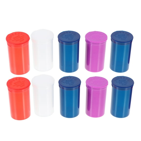 Medicine Box Storage Tube Mini Bottle Plastic Daily Vitamins Container Jar 10 Pcs