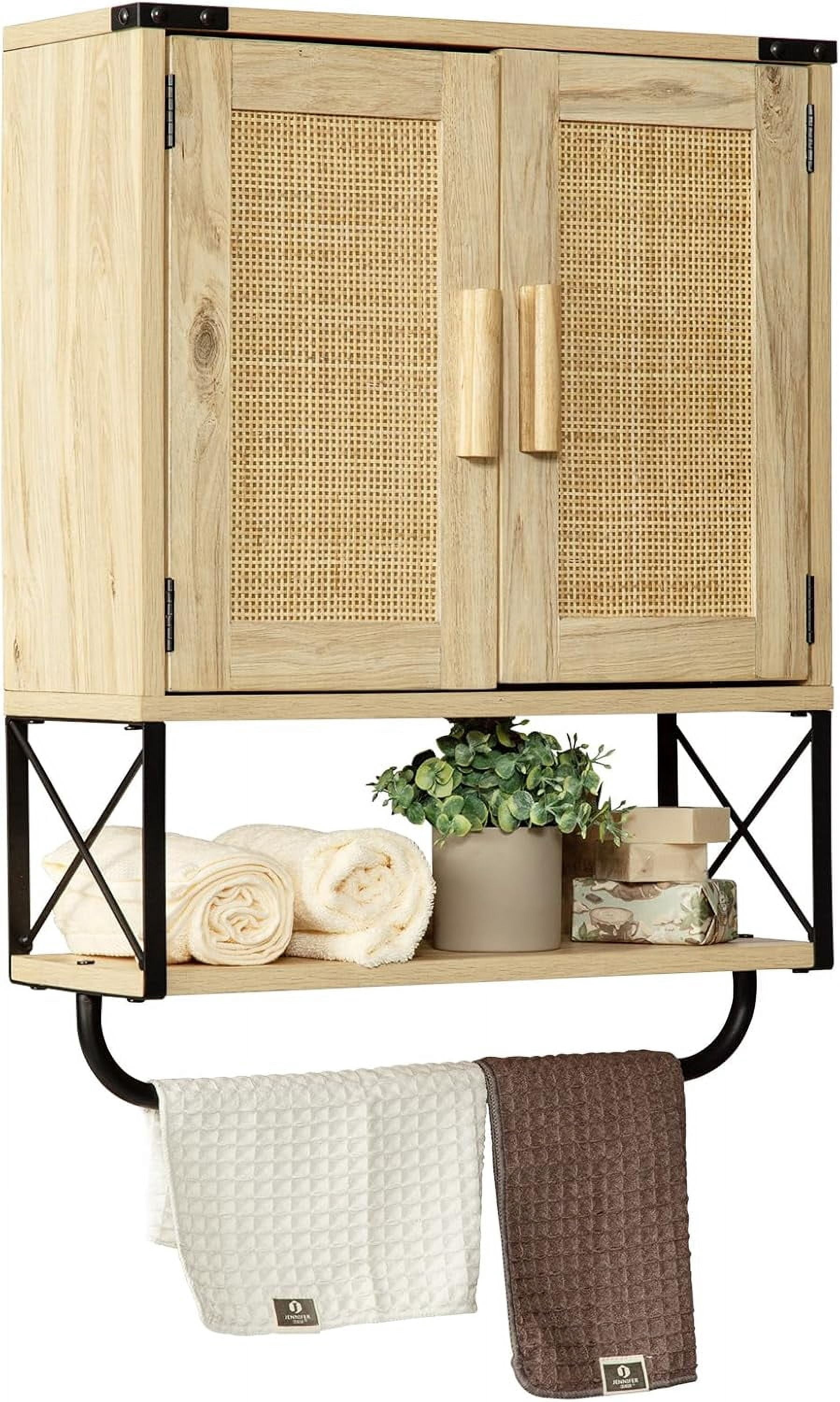 Medicine Cabinet with 2 Barn Door, Boho Wood Wall Mounted Storage ...
