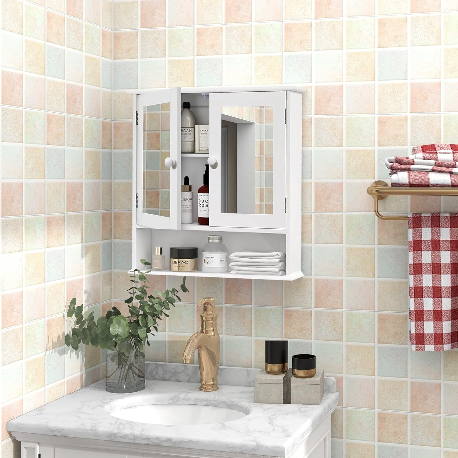 Medicine Cabinet, Medicine Cabinets for Bathroom with Mirror 2 Doors 3 ...