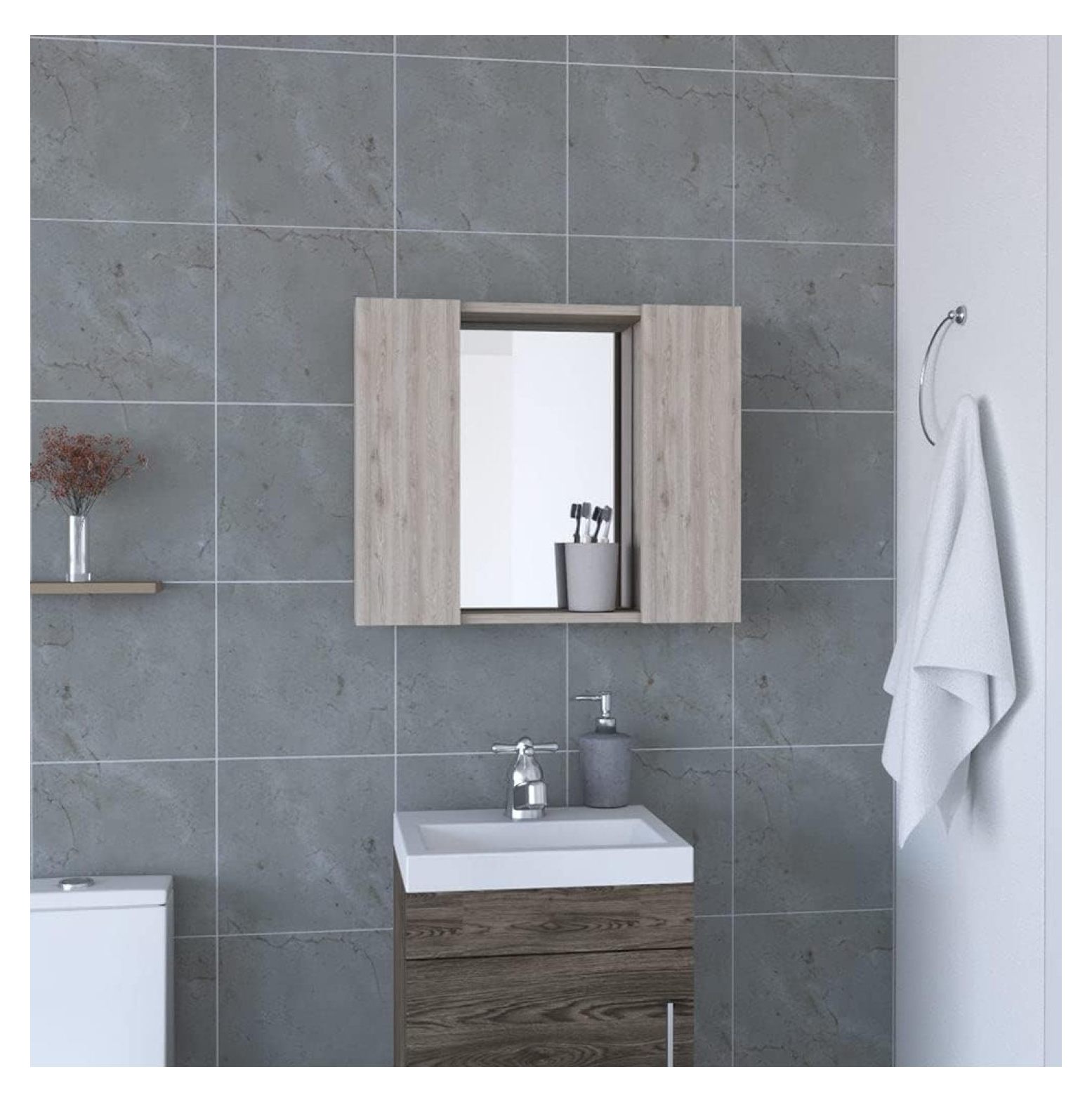 Medicine Hops, Double Door, Mirror, One External Shelf Light