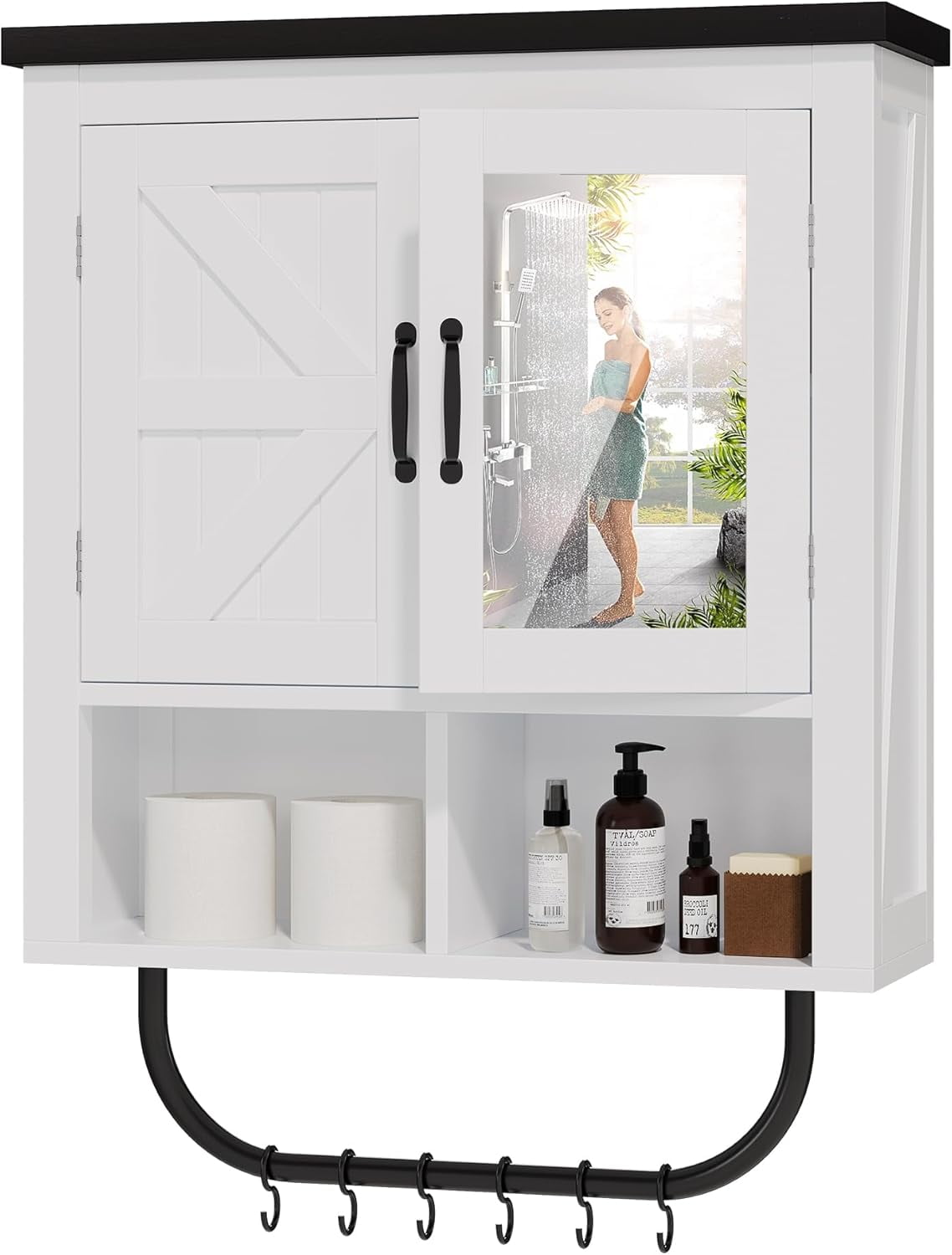Medicine Cabinet Mirror and Adjustable Shelf, Farmhouse Bathroom Wall ...