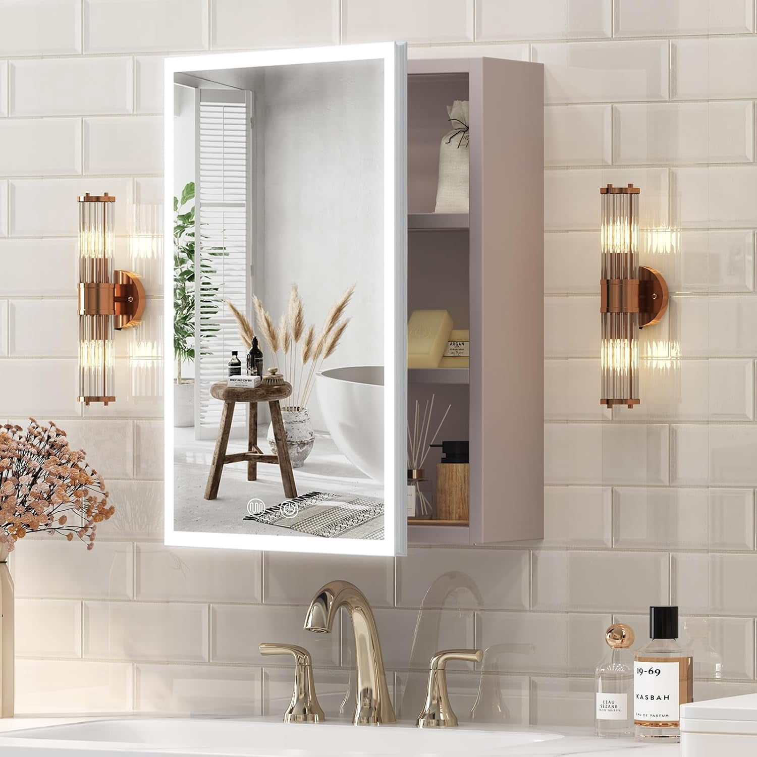 Medicine Cabinet Mirror, Fully Assembled Bathroom Medicine Cabinet with ...