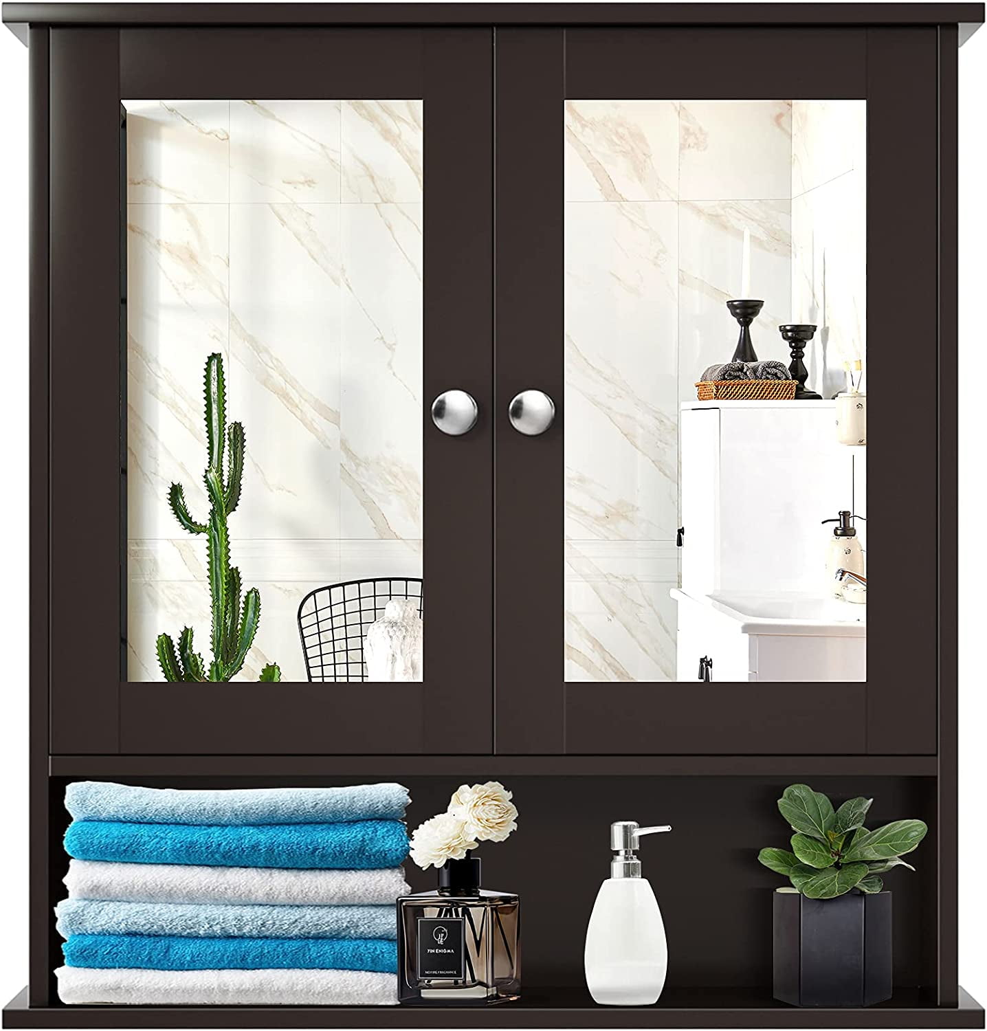 Medicine Cabinet with Mirror, Wall Mounted Bathroom Mirror Cabinet with ...