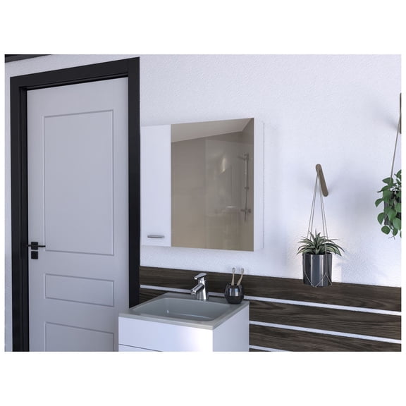 Medicine Cabinet Prague, Four Internal Shelves, Single Door, White Finish