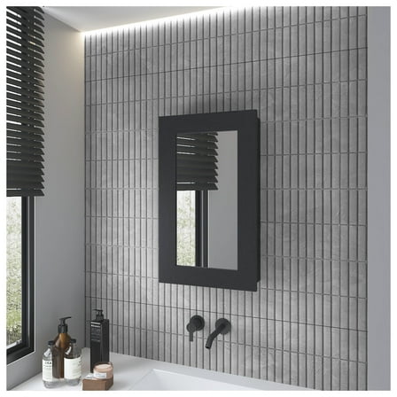 Medicine Cabinet Sanford - Black Bathroom Storage, Mirrored Door - Wall Mounted Organizer with 3 Shelves - Compact Design for Small Bathrooms