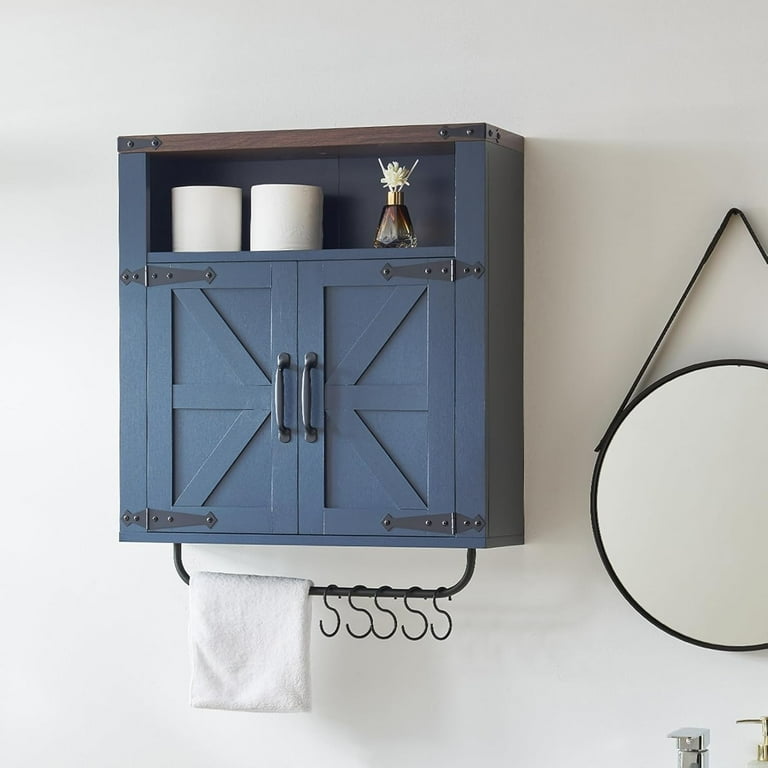 Rustic Wooden Shelf With Barn Door Storage And Hooks Rustic Wooden Shelf With Barn Door Storage And Hooks