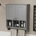 thumbnail image 1 of Medicine Cabinets, Bathroom Cabinet Wall Mounted 2-Door with 3 Open Shelves, Over The Toilet Storage Cabinet with Towels Bar for Toilet, Bathroom (Grey), 1 of 9