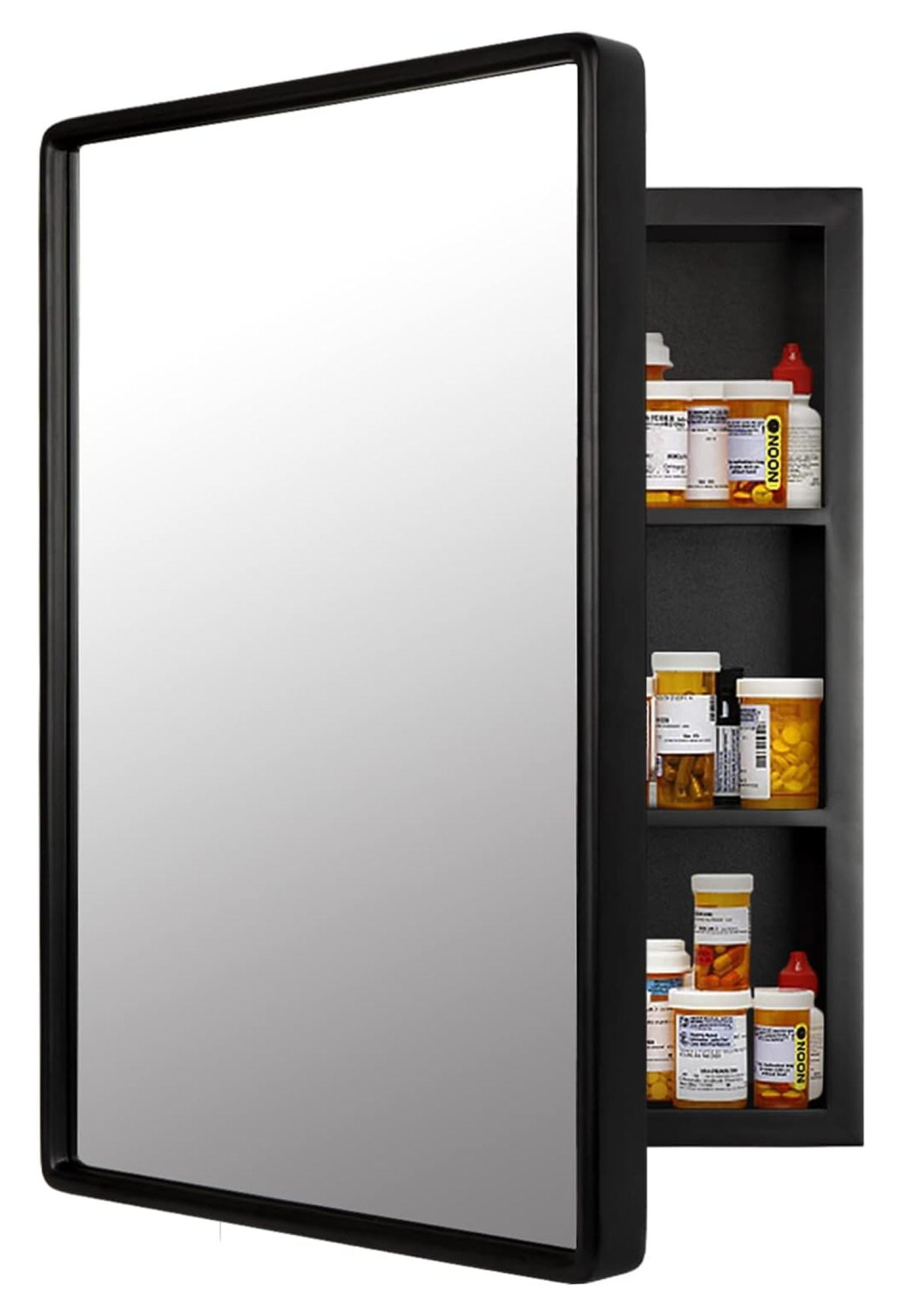 Medicine Cabinets Mirror 24" x 16", Black Recessed or Wall Mounted Cabinet Mirror with Storage ...