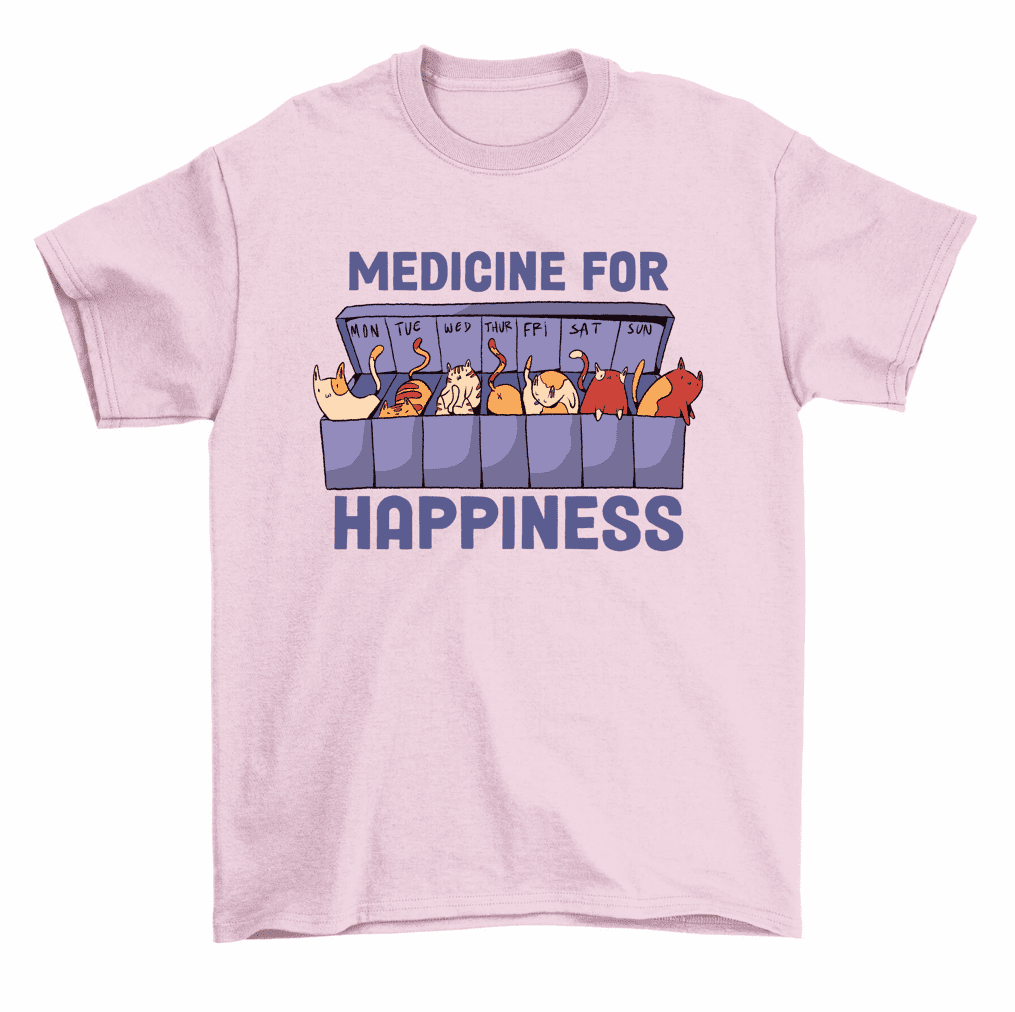 Medicine For Happiness Cat Medication Box Cute Kitten TShirt Women