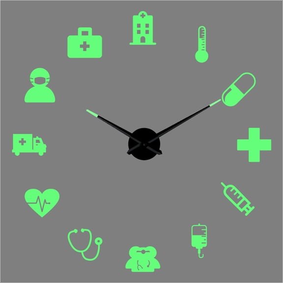 Medicine Heath Care Ambulance silhouette DIY creative Different Frameless Luminous Wall Clock Hospital Clinic Home decoration Modern gifts - 27 inch