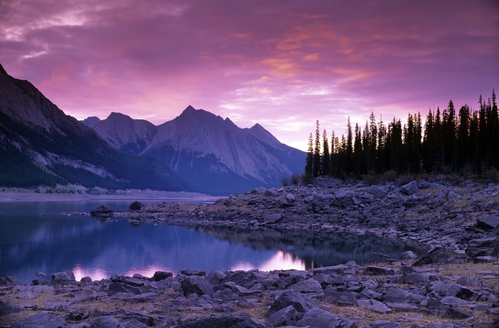 Medicine Lake Jasper National Park Alberta Canada Canvas Art - Darwin Wiggett Design Pics (17 x 11)