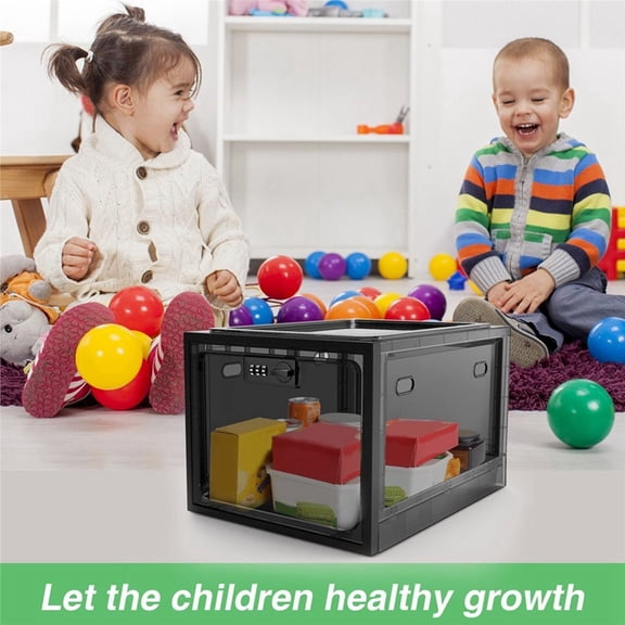 Medicine Lock Box, Cell Phone Lock Box Lockable Storage Box, Refrigerator Food Lock Box Tablet Storage Cabinet,Black