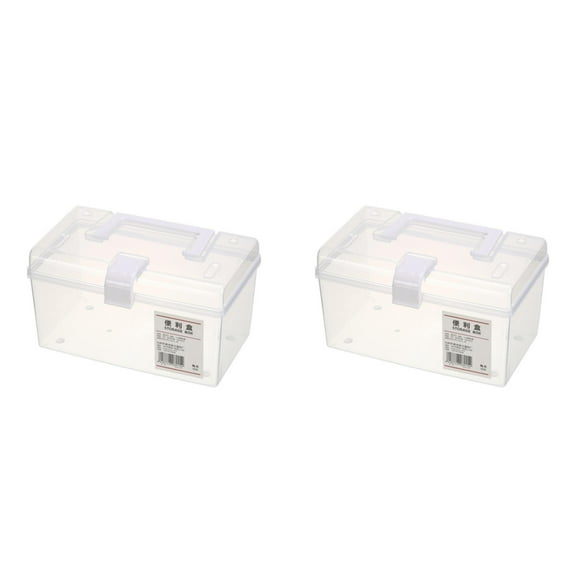 Medicine Organizer Box TASTAN 2-Pack Portable Clear Plastic Storage Box with Handle & Lock - Household Medical Kit Organizer, Secure & Easy-Carry Design for Home, Travel, Or Office, White