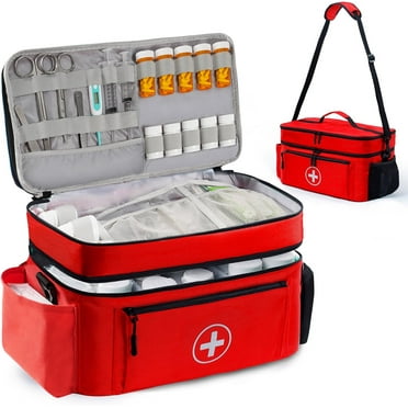 Medicine Organizer and Storage Bag Empty, Family First Aid Box, Pill Bottle Organizer Bag for Emergency Medication, Supplements or Medical Kits, Zippered Medicine Bag for Home and Travel