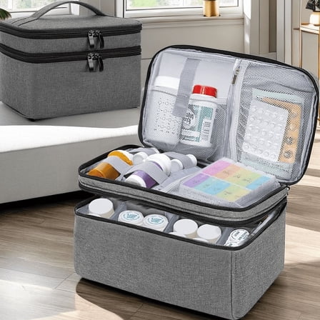 Medicine Organizer and Storage Bag Empty, Pill Bottle Organizer Bag for Emergency Medication, Supplements or Medical Kits, Zippered Medicine Bag for Home and Travel