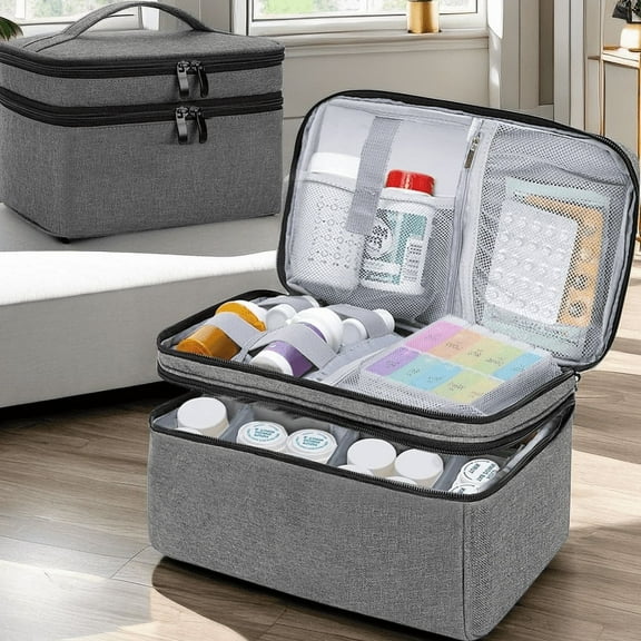 Medicine Organizer and Storage Bag Empty, Pill Bottle Organizer Bag for Emergency Medication, Supplements or Medical Kits, Zippered Medicine Bag for Home and Travel