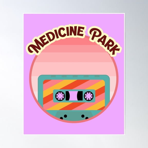 Medicine Park Oklahoma Hippie City Cute Colorful Cassette Recorder Tape Psychedelic Retro Swirl Poster Wall Art, Modern Wall Decor, 16x24 UNFRAMED