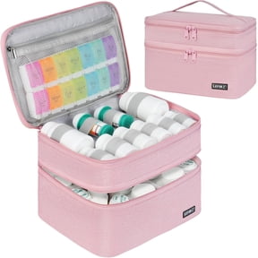 Medicine Storage Bag,Double Layers Pill Bottle Organizer Bag Empty with Lockable Zipper&Adjustable Divider,Medication Travel Carrying Bag for Pills,Vitamins,Medical Supplies
