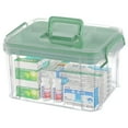 thumbnail image 1 of Medicine Storage Container with Handle, Portable First Aid Box Organizer, Clear Plastic Storage Case with Removable Grid Divider, Mint Green Lid, Home Medical Supply Organizer, 1 of 5