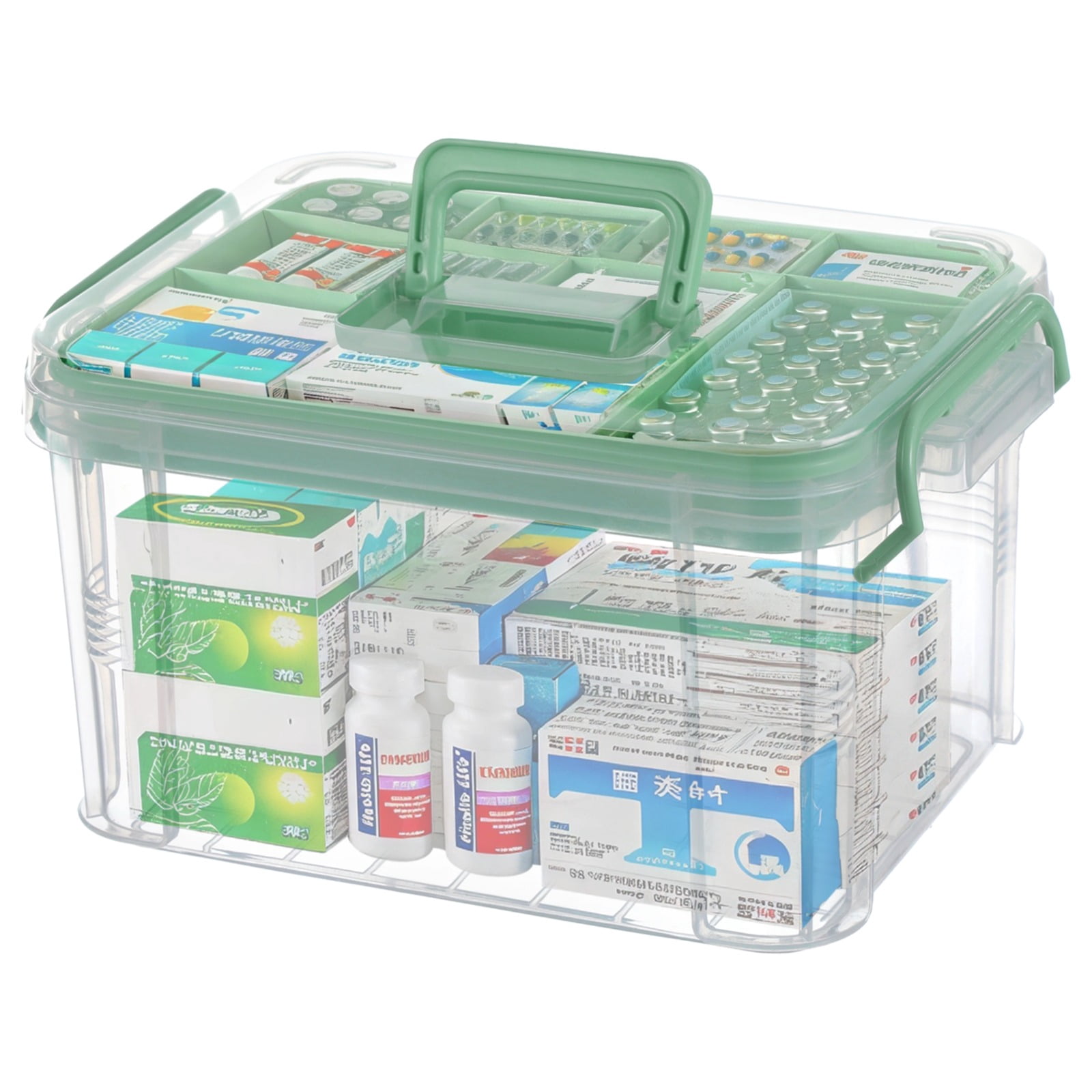 Medicine Storage Container with Handle, Portable First Aid Box ...