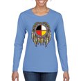thumbnail image 1 of Medicine Wheel Dreamcatcher Native American Pop Culture Womens Graphic Long Sleeve T-Shirt, Light Blue, X-Large, 1 of 3