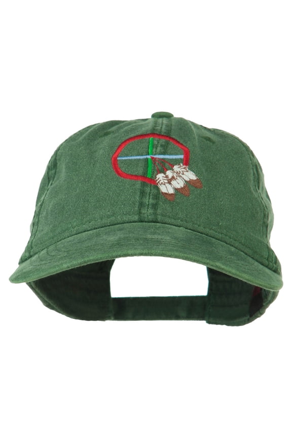 Medicine Wheel Embroidered Washed Cap - Dark Green OSFM