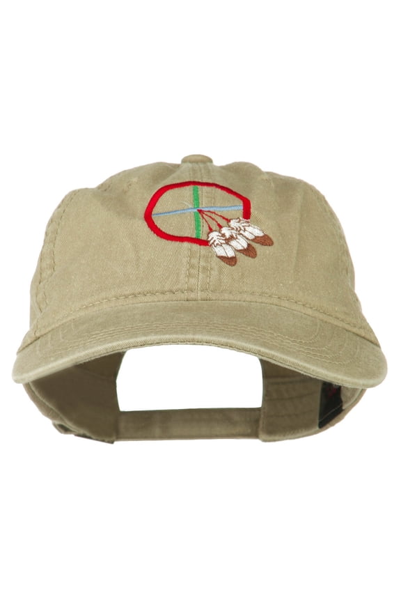 Medicine Wheel Embroidered Washed Cap - Khaki OSFM