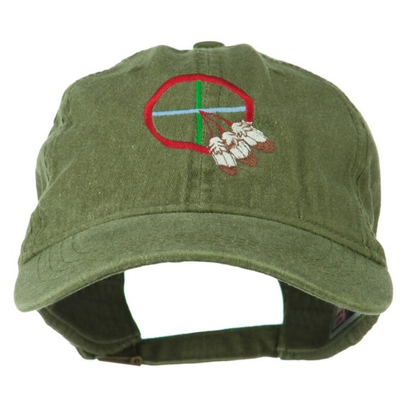 Medicine Wheel Embroidered Washed Cap - Olive Green OSFM