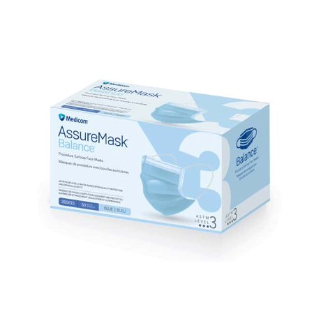 Medicom 205615 AssureMask Balance Earloop Face Masks ASTM Level 3 Blue 50/Pk