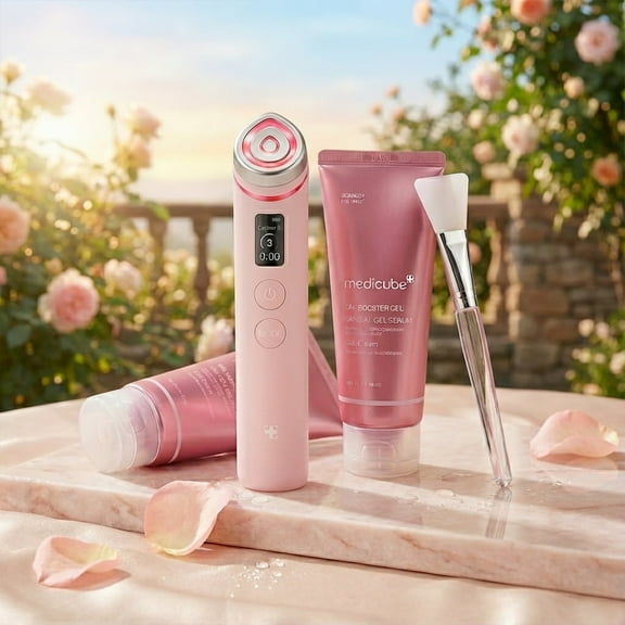 Medicube AGE-R Booster Gel(2PACKS) & Skincare Device Set – Salmon Extract Complex, Hydration & Glow, 4-Piece Set