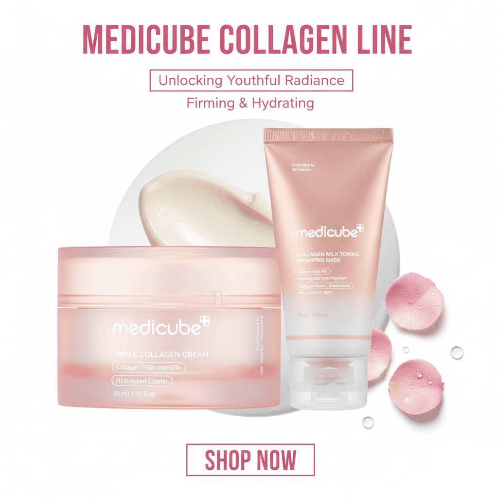Medicube Collagen Line Set – Triple Collagen Cream & Collagen Milk Toning Wrapping Mask | Firming, Hydrating & Radiance Boosting Skincare