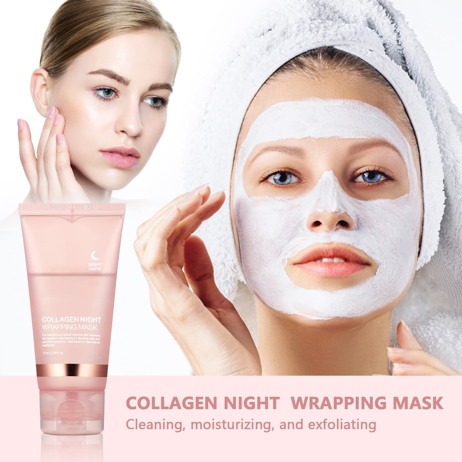 Medicube Collagen Night Wrapping Mask 75ml/2.52 fl.oz, Bio-collagen Real Deep Mask, Elasticity & Hydration Care, Reduces Sagging Dullness, Glowing Skin