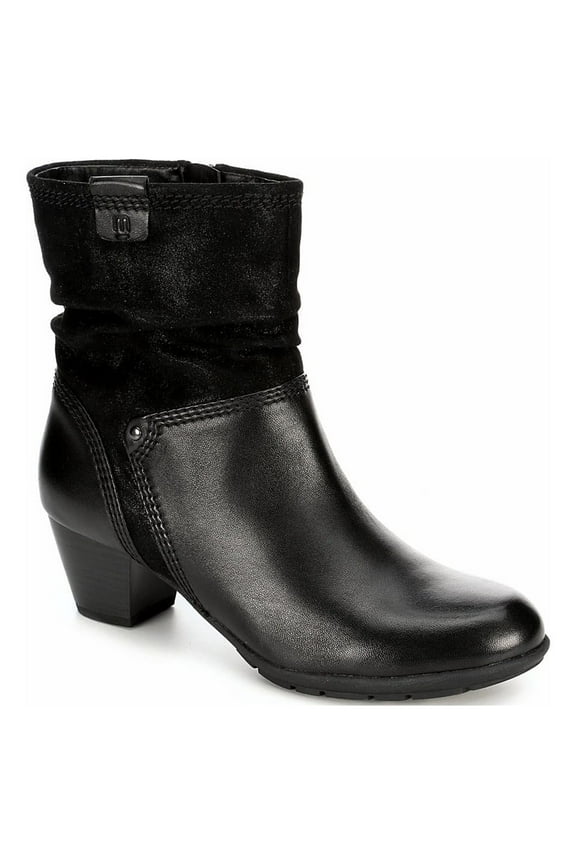 Womens Jil Heeled Zip Up Slouch Ankle Boot Shoes, Black, US 7.5