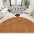 thumbnail image 1 of Medieval Abstract Brown Semicircle Geometric Area Rug, Boho Style Retro Black Lines Large Rug, For Room Sofa Living Room Mat Bedroom Home Decor Floor Mats 2x3ft, 1 of 6