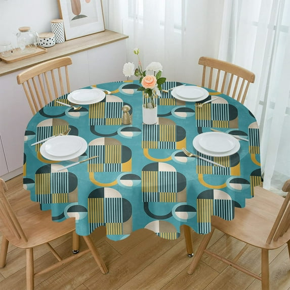 Medieval Abstract Colors Waterproof Tablecloth Tea Table Decoration Round Table Cover for Kitchen Wedding Party Home Dining Room