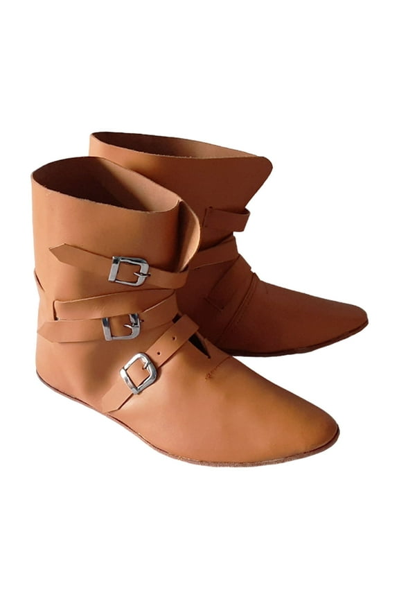 Medieval Ankle Boots Renaissance Shoes Pirates Movie Prop Shoe Viking Knights Boot Mens Leather Boots Size 10